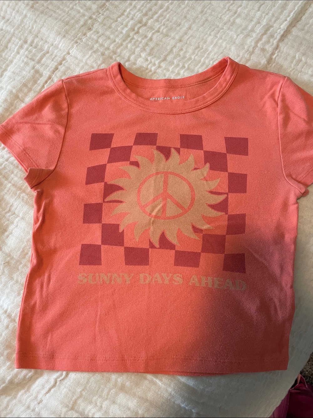 American Eagle Outfitters Coral Graphic Short Sleeve Tee